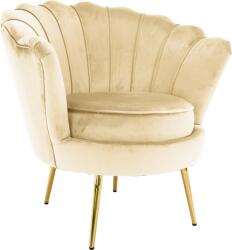 TEMPO KONDELA Fotoliu în stilul Art-deco, bej ţesătură Velvet/gold crom auriu, NOBLEO