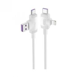 XO Cablu multifunctional 4 in 1 USB-A + USB type C la USB type C + Lightning T-T 1m Alb, XO NB237* (XO-NB237)