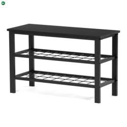  Fekete Fém Cipőtartó, 2 Polcos