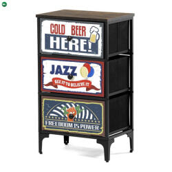  Többszínű MDF Komód 45×30×77 cm. AUK-W2001 BK