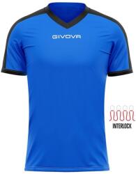 GIVOVA Revolution Interlock gyerek póló 4XS - rövid ujj, V-nyak fekete|kék