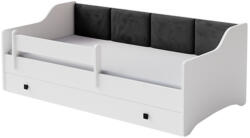  Pat pentru copii ERYK cu sertar și barieră 160x80 panou negru