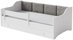  Pat pentru copii ERYK cu sertar și barieră 160x80 panou gri