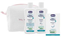 Chicco Baby Moments babaápolási ajándék szett kozmetikai táskával, rózsaszín