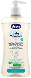 Chicco Baby Moments Babafürdető és sampon 92% természetes összetevőkkel, pumpás, 500ml