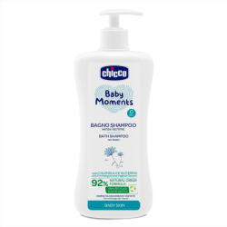 Chicco Baby Moments babafürdető és sampon 92% természetes összetevőkkel, pumpás, 750ml