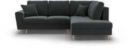 Cosmopolitan Design Sötétszürke bársony kinyitható tárolóhelyes sarokkanapé (jobb oldali-L alakú) Kyoto - Cosmopolitan Design