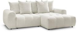 Bobochic Paris Fehér zsenília kinyitható-tárolóhelyes sarokkanapé (jobb oldali-heverő résszel) Roxelane - Bobochic Paris