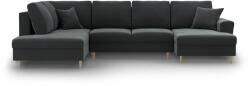 Cosmopolitan Design Sötétszürke bársony kinyitható tárolóhelyes sarokkanapé (bal oldali-U alakú) Kyoto - Cosmopolitan Design