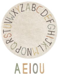 Lorena Canals Krémszínű pamut gyerek játszószőnyeg ø120 cm ABC Color and Letters - Lorena Canals