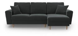 Cosmopolitan Design Sötétszürke bársony kinyitható tárolóhelyes sarokkanapé Kyoto - Cosmopolitan Design