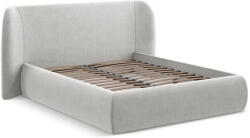 Makamii Világosszürke kárpitozott ágyneműtartós franciaágy ágyráccsal 160x200 cm Hauke - Makamii