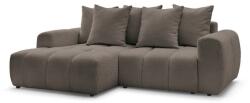 Bobochic Paris Barna buklé kinyitható-tárolóhelyes sarokkanapé (bal oldali-heverő résszel) Roxelane - Bobochic Paris