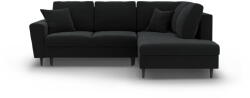 Cosmopolitan Design Fekete bársony kinyitható tárolóhelyes sarokkanapé (jobb oldali-L alakú) Kyoto - Cosmopolitan Design