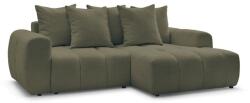 Bobochic Paris Khaki buklé kinyitható-tárolóhelyes sarokkanapé (jobb oldali-heverő résszel) Roxelane - Bobochic Paris
