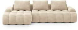 Cosmopolitan Design Bézs bársony kinyitható-tárolóhelyes sarokkanapé (bal oldali-heverő résszel) Linz - Cosmopolitan Design