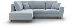 Cosmopolitan Design Világoskék bársony kinyitható tárolóhelyes sarokkanapé (bal oldali-L alakú) Kyoto - Cosmopolitan Design