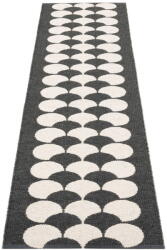 Pappelina Fekete-krémszínű kültéri-beltéri futószőnyeg 70x250 cm Poppy Black Vanilla - Pappelina