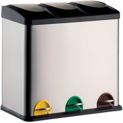 MSV Matt ezüstszínű acél szelektív pedálos szemetes 3x20 l Tri Selectif - MSV