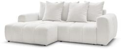 Bobochic Paris Fehér buklé kinyitható-tárolóhelyes sarokkanapé (bal oldali-heverő résszel) Roxelane - Bobochic Paris