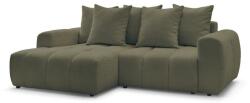 Bobochic Paris Khaki buklé kinyitható-tárolóhelyes sarokkanapé (bal oldali-heverő résszel) Roxelane - Bobochic Paris