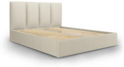 Mazzini Sofa Bézs kárpitozott franciaágy tárolóhellyel ágyráccsal 160x200 cm Juniper - Mazzini Beds