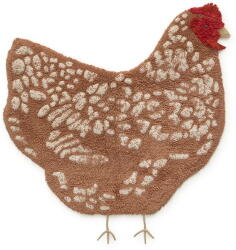 Lorena Canals Barna mosható kézi szövésű pamut gyerek szőnyeg 110x100 cm Chicken - Lorena Canals