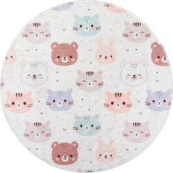 Vitaus Elefántcsont színű mosható gyerek szőnyeg ø120 cm Cute Animals - Vitaus