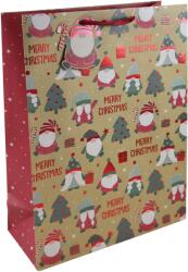 Eurowrap ajándéktasak (33x45, 5x15 cm) kraft, karácsonyi manók karácsonyi (X-34163-1WC)