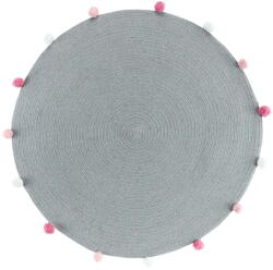 douceur d'intérieur Világosszürke kerek szőnyeg ø 90 cm Pompomparty - douceur d'intérieur