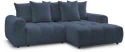 Bobochic Paris Kék zsenília kinyitható-tárolóhelyes sarokkanapé (jobb oldali-heverő résszel) Roxelane - Bobochic Paris