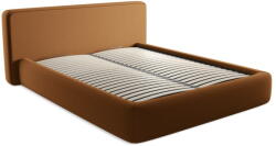 Makamii Terrakotta színű kárpitozott ágyneműtartós franciaágy ágyráccsal 160x200 cm Kiana - Makamii