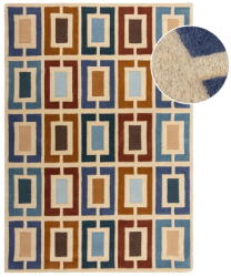 Flair Rugs Kék-narancssárga kézi szövésű gyapjú szőnyeg 160x230 cm Retro Blocks - Flair Rugs