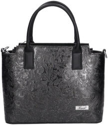 Karen 1721 fekete virág rostbőr női táska