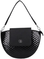 CHIARA E 694-K fekete lakk steppelt rostbőr női válltáska