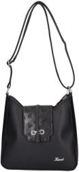 Karen 9526 fekete virág rostbőr női táska