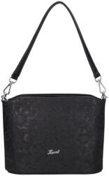 Karen S 087 fekete virág rostbőr táska