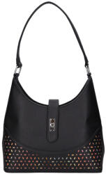 Karen rostbőr táska D 658 L fekete ezüst táska