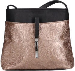 Karen rostbőr táska D 099 fekete bronz virágos