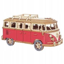  3D fa puzzle, Volkswagen VW T1 autómodell, piros (VW T1 RED)