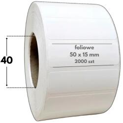  50x15 mm fehér Fólia 2000 db öntapadós címke gyantafestékekhez (efol-50-15-2000-40-akr-1-pe)