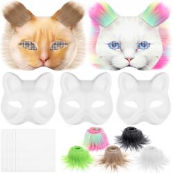  5 db üreges maszk, macskamaszk festéshez, szőrrel, szemhálóval (1257U3WP910GSTN4GF8)