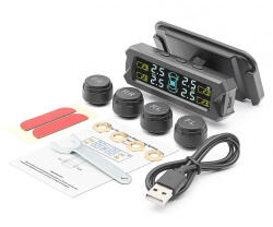  TPMS Vezeték nélküli keréknyomás ellenőrző szett, napelemes (AD000143)