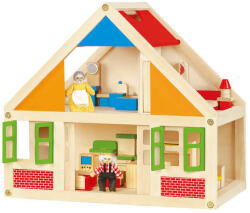 Viga Toys Babaház berendezéssel 42×40×26 cm - fa - Viga (HOR_FFK0785)