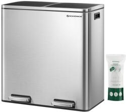 SONGMICS Szelektív hulladékgyűjtő, 2 műanyag belső tartállyal, 2 x 30 L (LTB060EB02) - tutihome