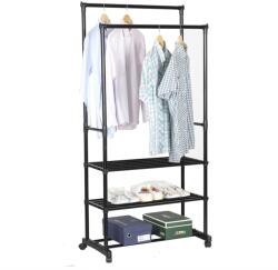 TEMPO KONDELA Kétsoros akasztó polcokkal, fekete, TIRUS - sprintbutor