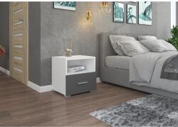 ADRK Éjjeliszekrény fiókkal EMI, Fehér, Szürke - sprintbutor