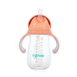 U-GROW Cana cu pai tritan, orange, 300ml, U-Grow