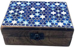  Fa Doboz - Kék Csillagok 15x10x6cm