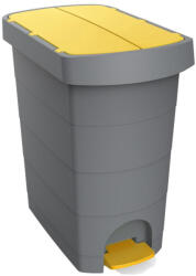 Alpha Planet Pelikán Slim pedálos szemetes eco antracit színű, sárga fedéllel 60L - shopbazis